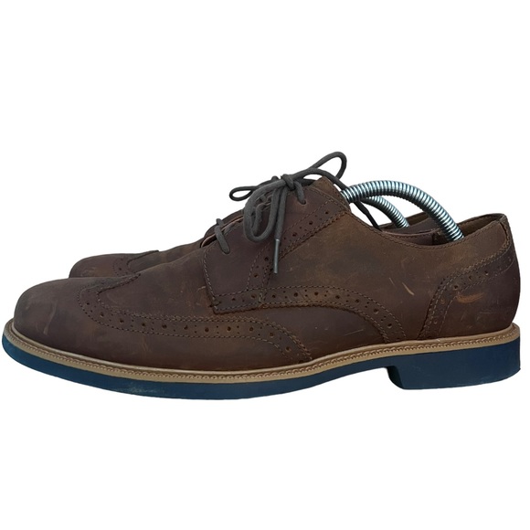 Cole Haan Men's GREAT JONES Wingtip Shoe Brown Navy Blue Sole  Size 10M - Picture 1 of 9